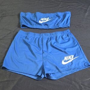 Nike Women's Athletic Blue Shorts and Top